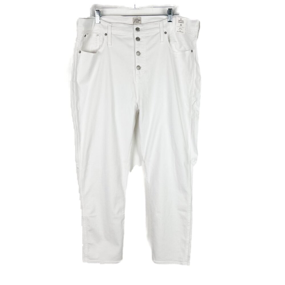 NWT J. Crew 10" Vintage Slim-Straight Jean in White Button Fly Size 35 NEW